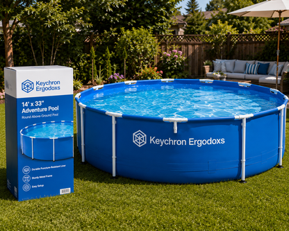 Keychron Ergodoxs 14ft Adventure Round Metal Frame Above-Ground Pool with FiltraBoost 800S Pump